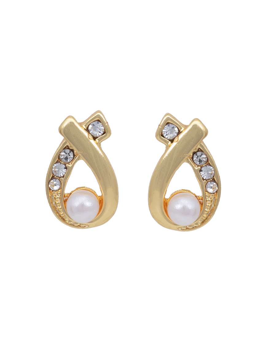 white metal studs earring - 17327606 - Standard Image - 2