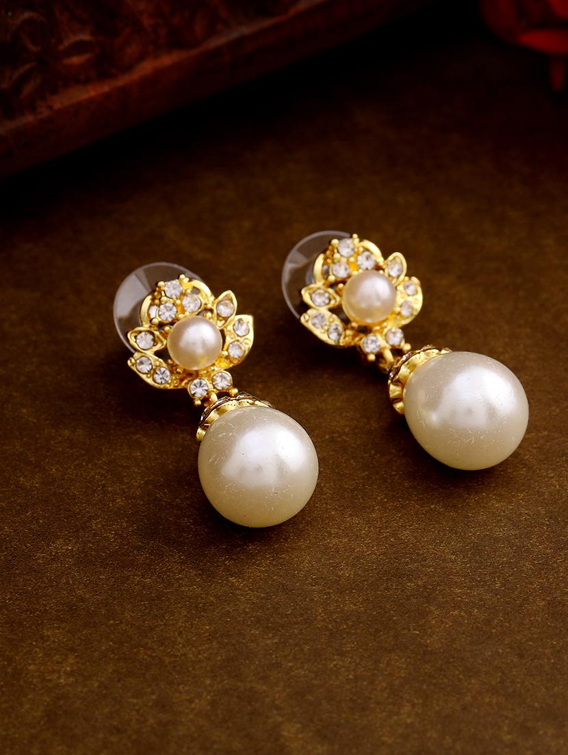 gold tone pearl blossom drop earrings - 17327637 - Zoom Image - 0