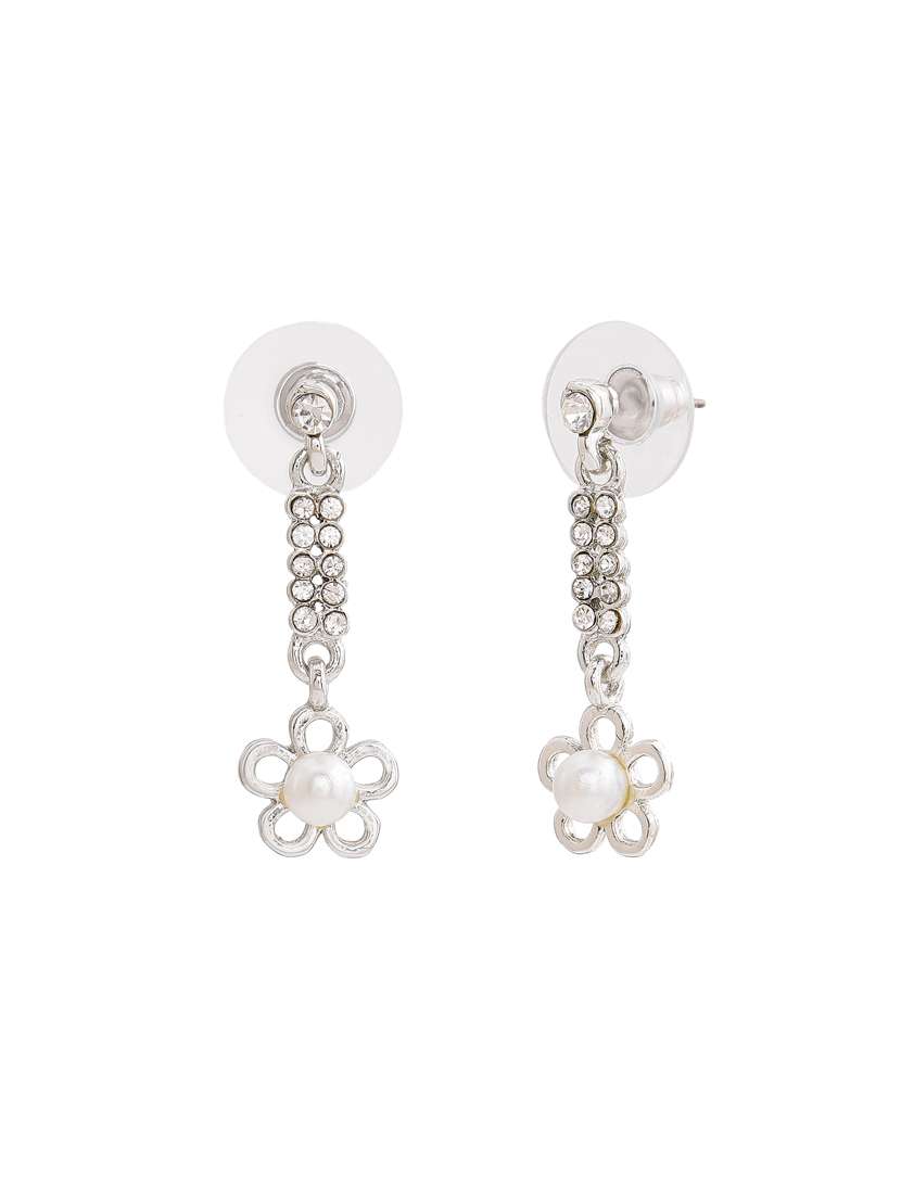 silver metal drop earring - 17327684 - Standard Image - 2