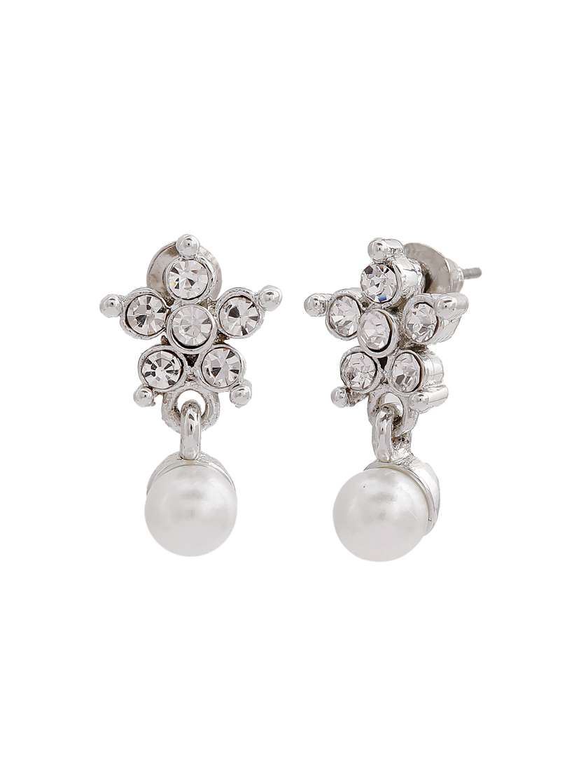 white metal drop earring - 17327686 -  Standard Image - 2