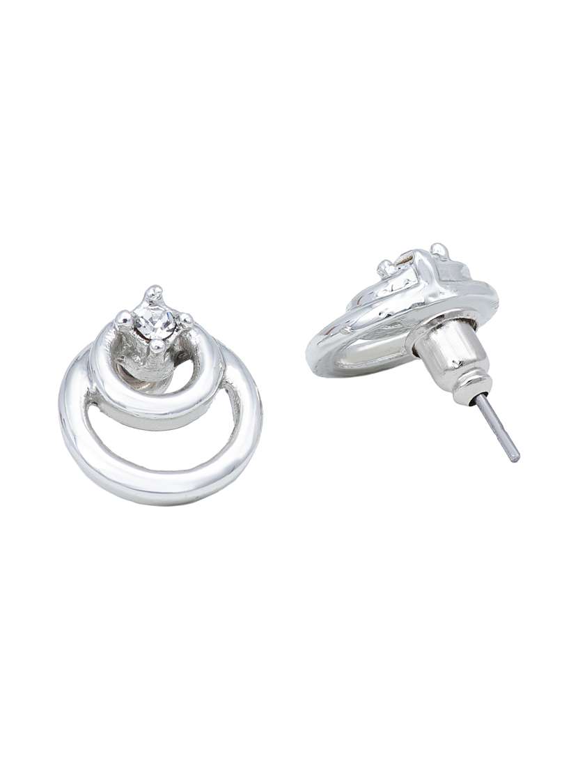 white metal studs earring - 17327726 - Standard Image - 2