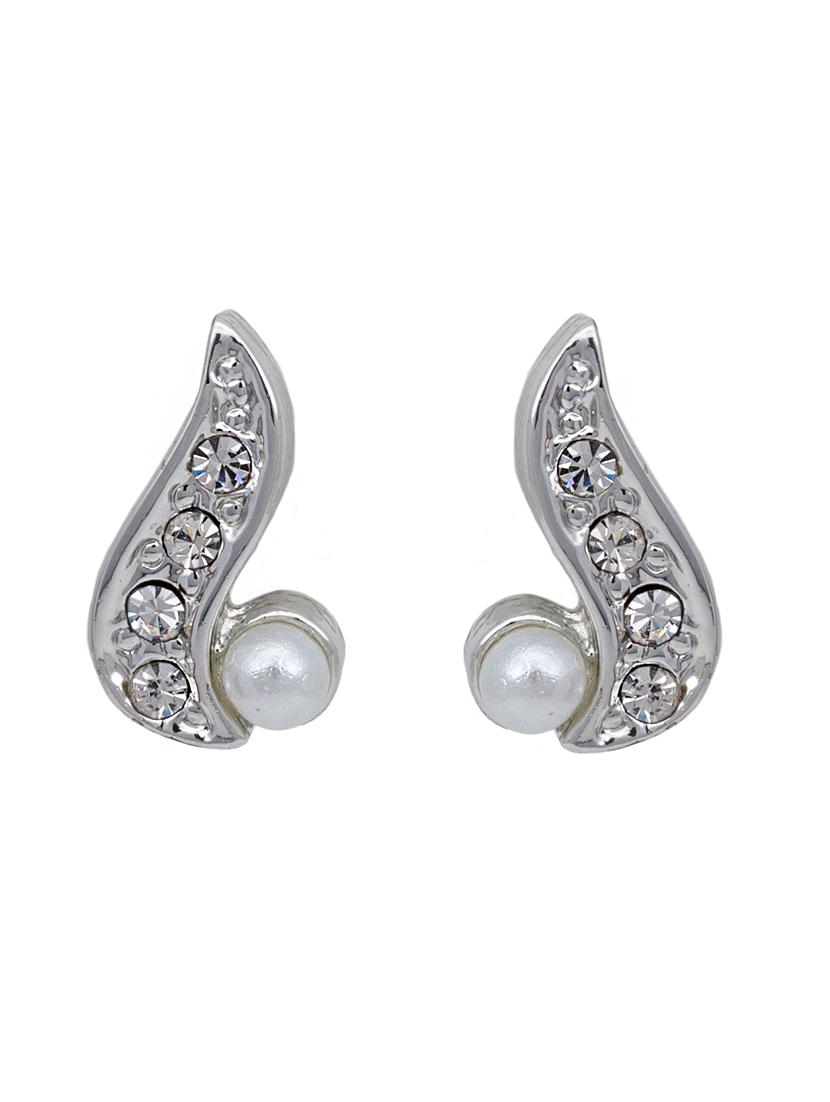 white metal studs earring - 17327750 - Standard Image - 2