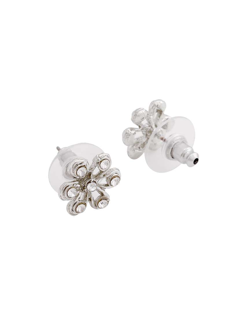 white metal studs earring - 17327810 - Standard Image - 2