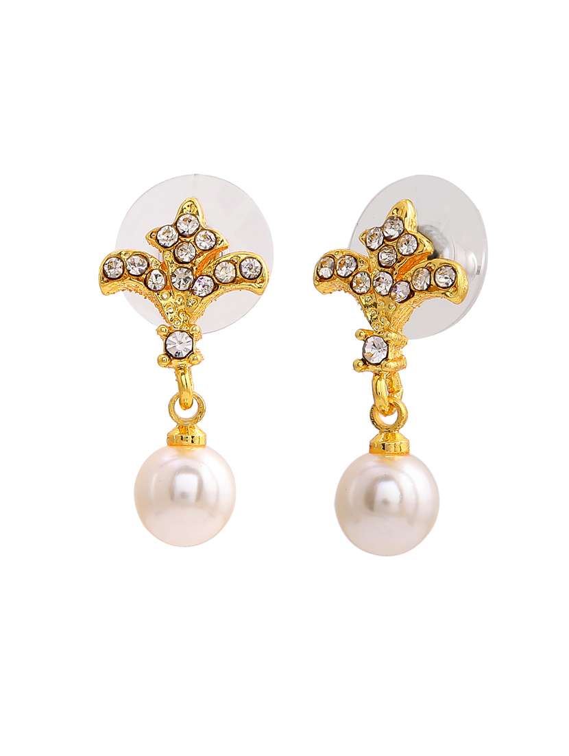 white metal drop earring - 17327823 - Standard Image - 2