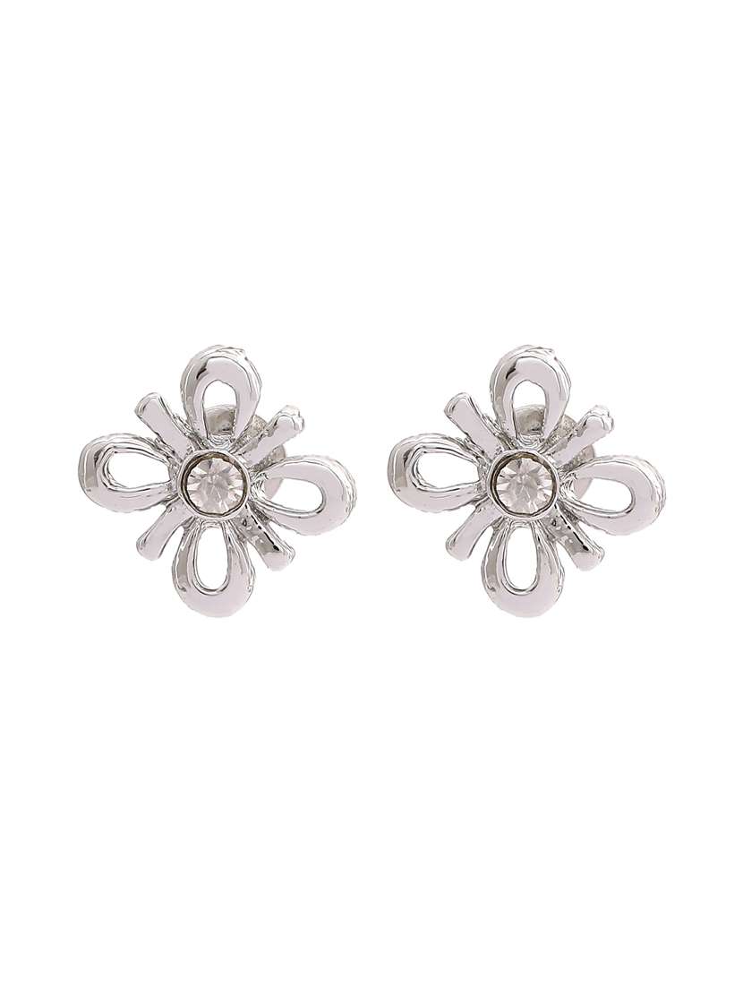 white metal studs earring - 17327832 -  Standard Image - 2