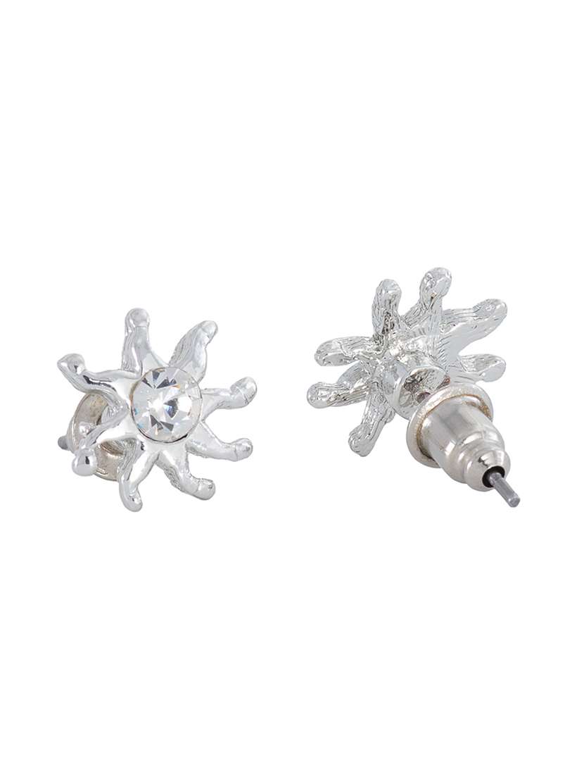 white metal studs earring - 17327835 - Standard Image - 2