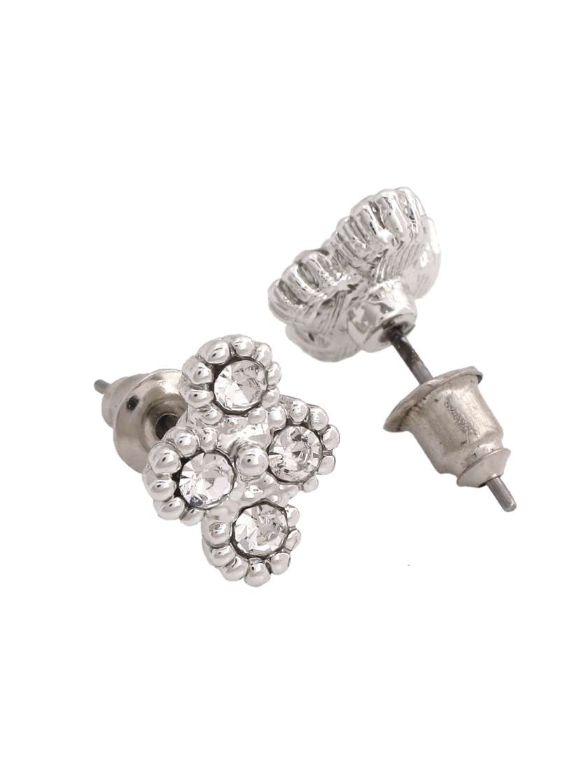 white metal studs earring - 17327837 - Standard Image - 2