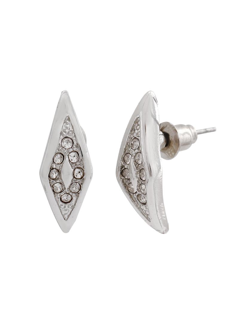 white metal studs earring - 17327853 - Standard Image - 2