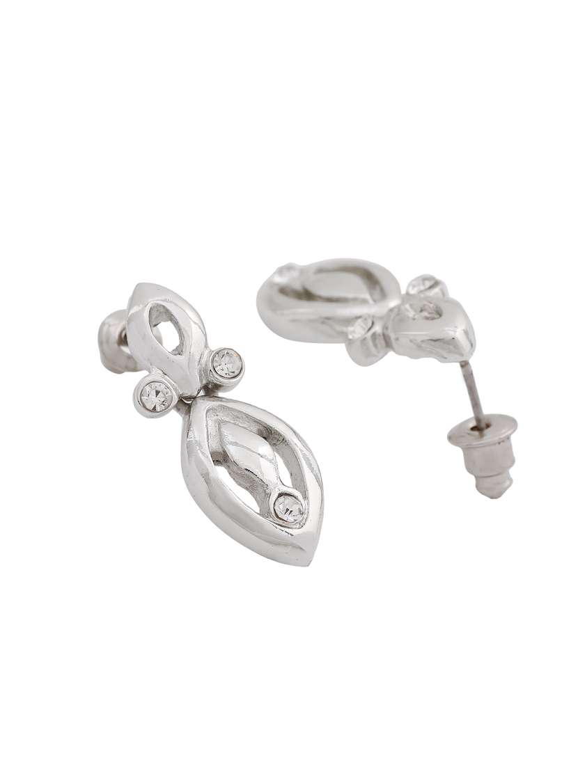 white metal drop earring - 17327857 -  Standard Image - 2