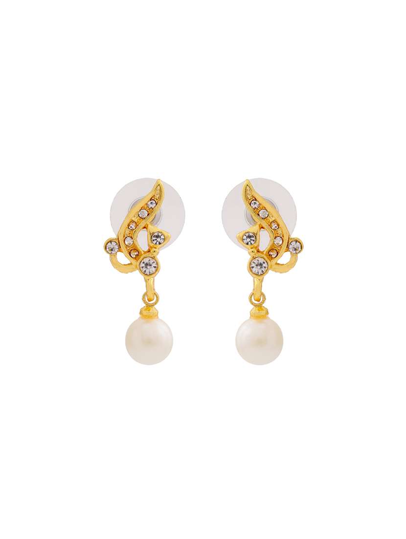 gold metal drop earring - 17327859 - Standard Image - 2
