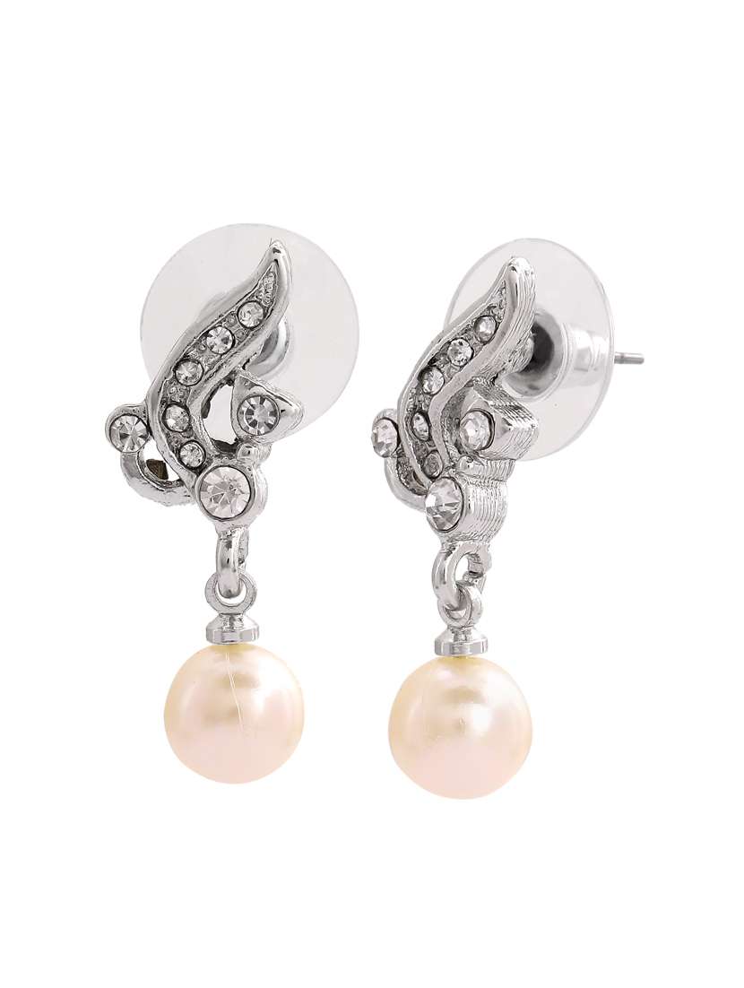white metal drop earring - 17327860 -  Standard Image - 2