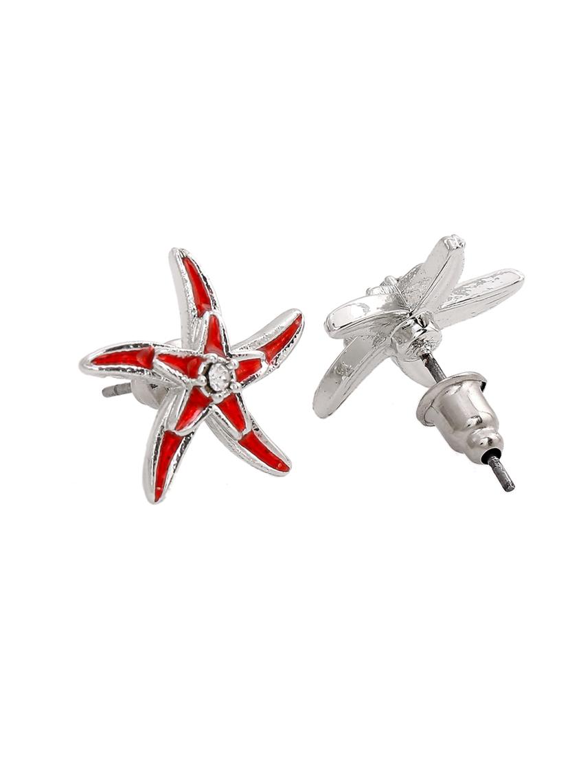 red metal studs earring - 17327871 - Standard Image - 2