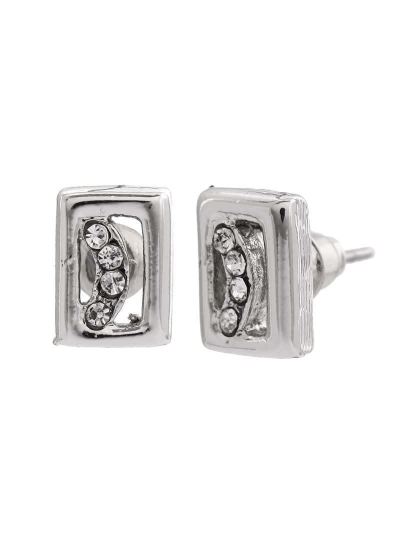 white metal studs earring - 17327881 - Standard Image - 2