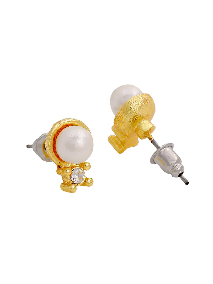 gold metal studs earring - 17327882 - Standard Image - 2