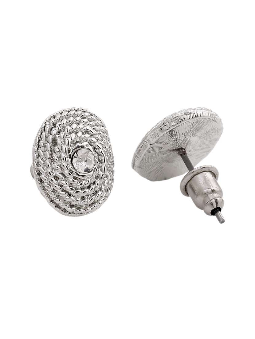 white metal studs earring - 17327887 - Standard Image - 2