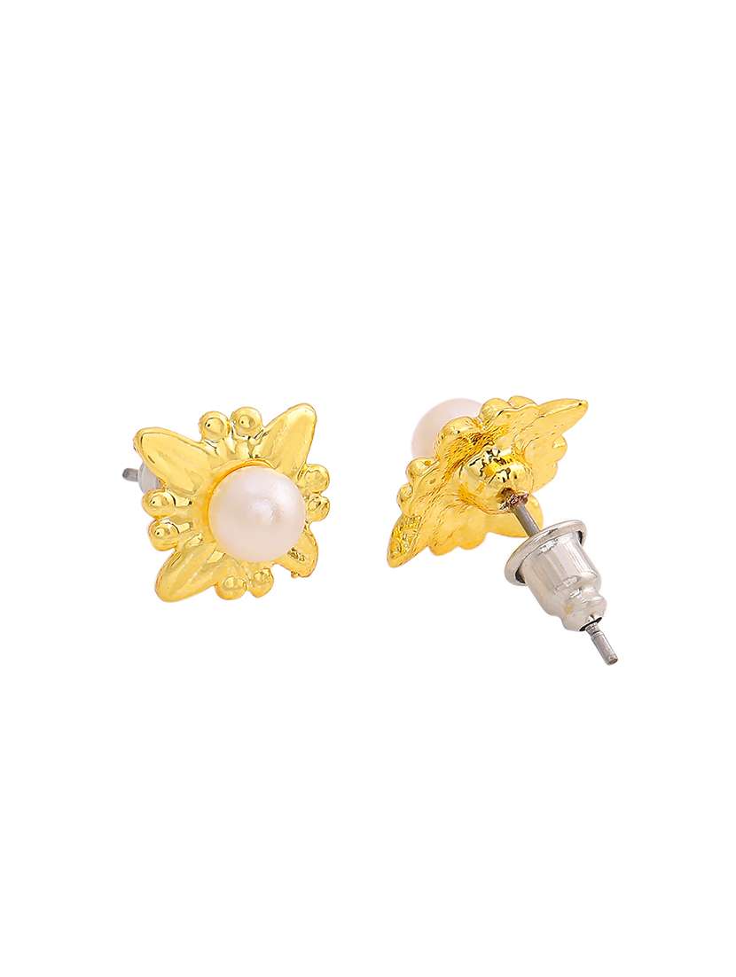 gold metal studs earring - 17327888 - Standard Image - 2