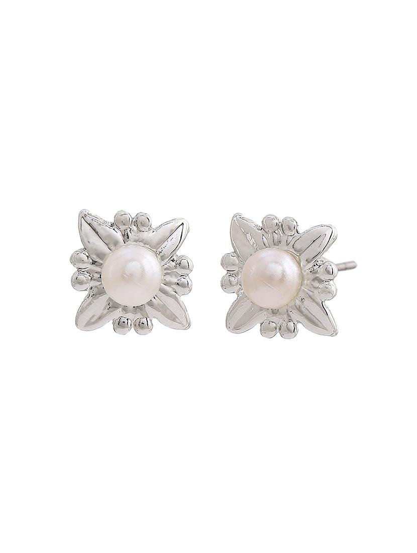 white metal studs earring - 17327889 - Standard Image - 2