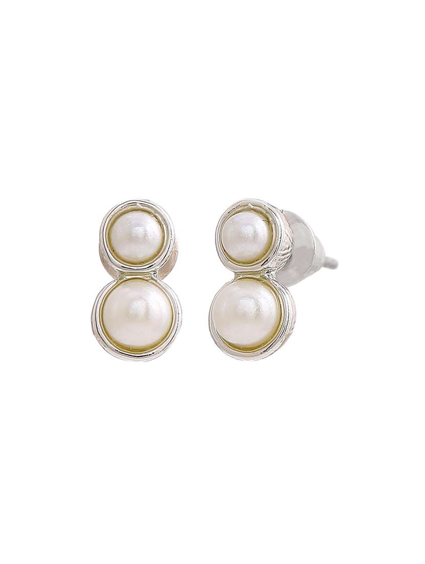 white metal studs earring - 17327902 -  Standard Image - 2
