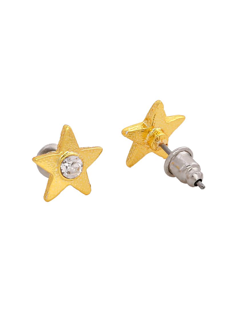 gold metal studs earring - 17327903 - Standard Image - 2