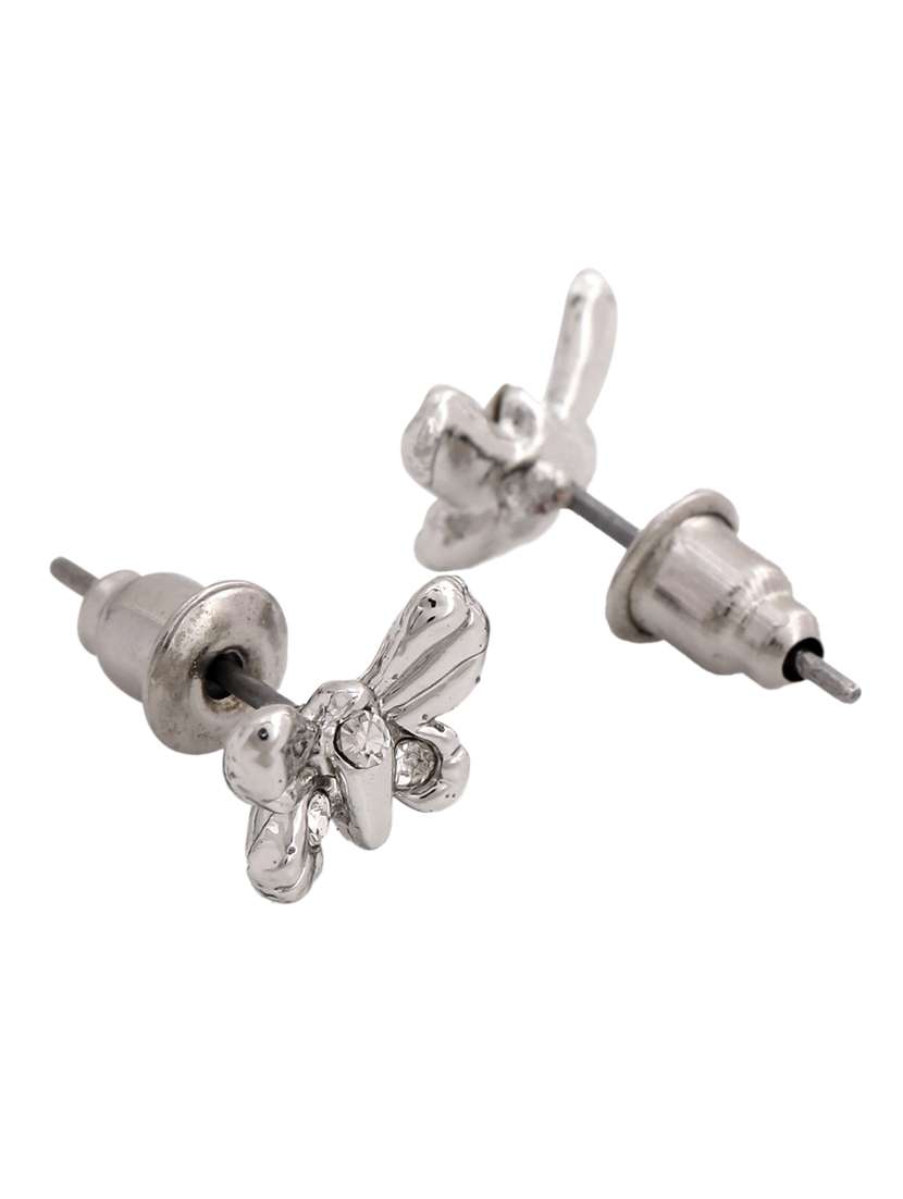silver metal studs earring - 17327906 - Standard Image - 2