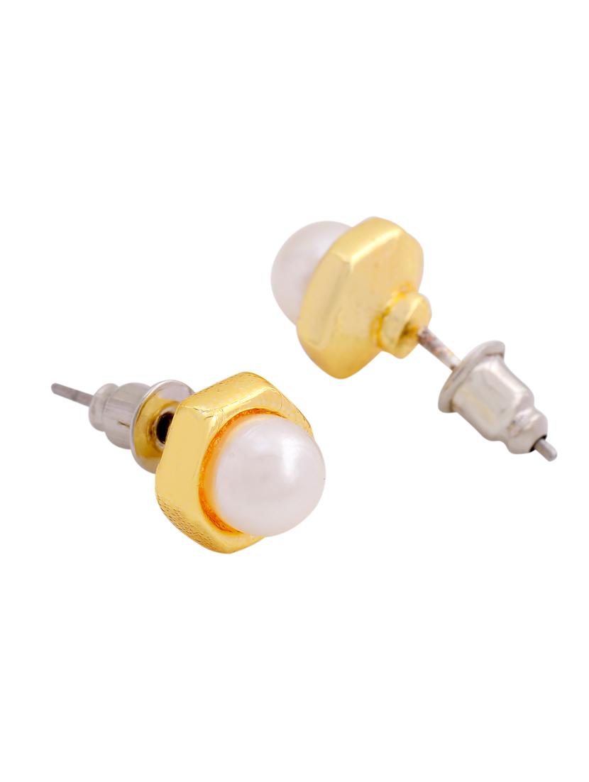 gold metal studs earring - 17327910 - Standard Image - 2