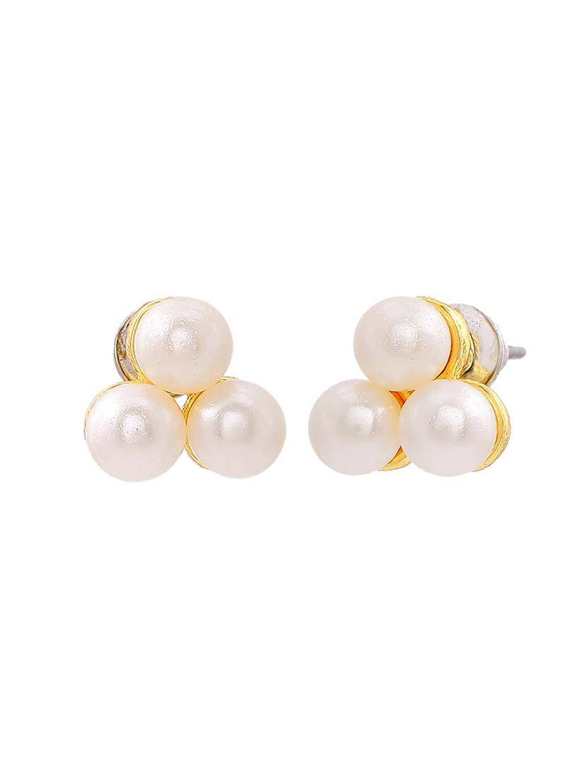 gold metal studs earring - 17327912 - Standard Image - 2