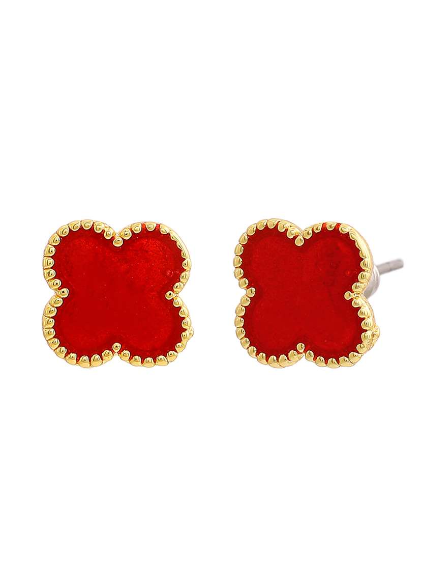 red metal studs earring - 17327922 - Standard Image - 2
