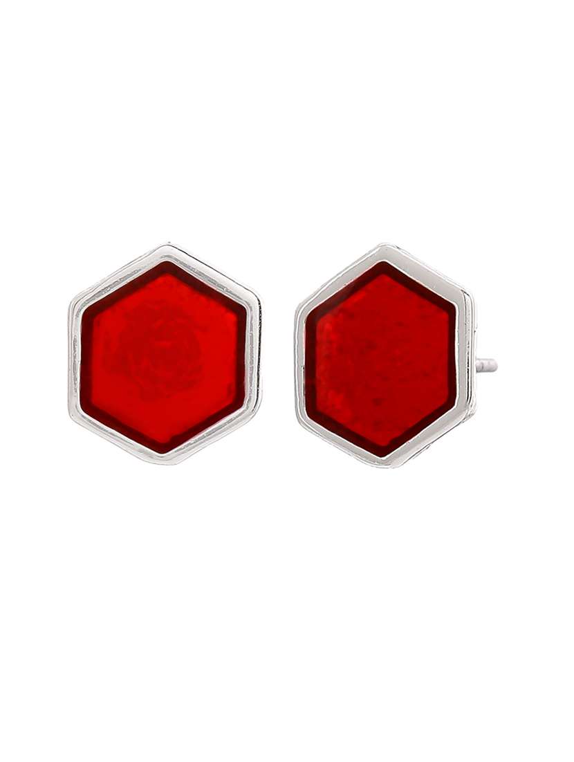 red metal studs earring - 17327925 - Standard Image - 2