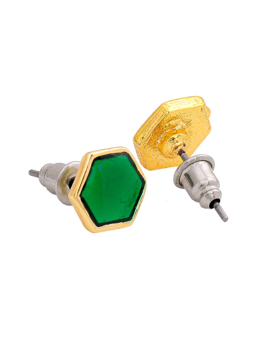 green metal studs earring - 17327979 - Standard Image - 2