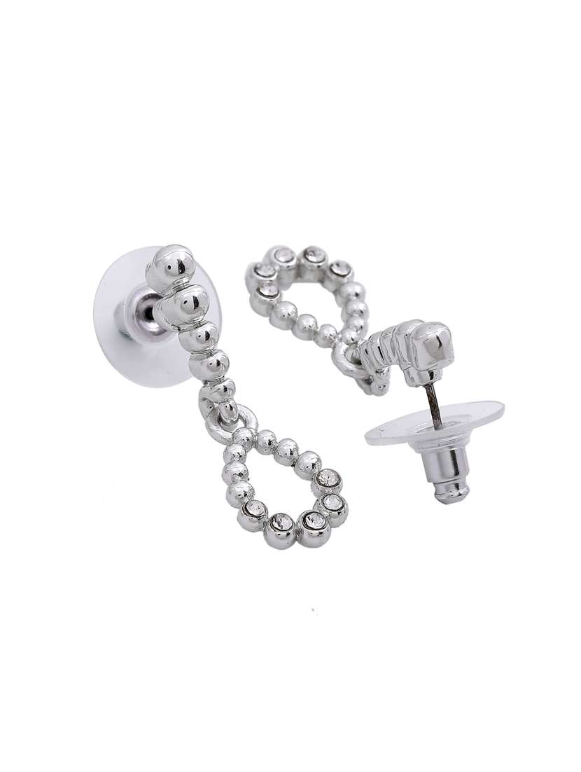 silver metal drop earring - 17327997 - Standard Image - 2