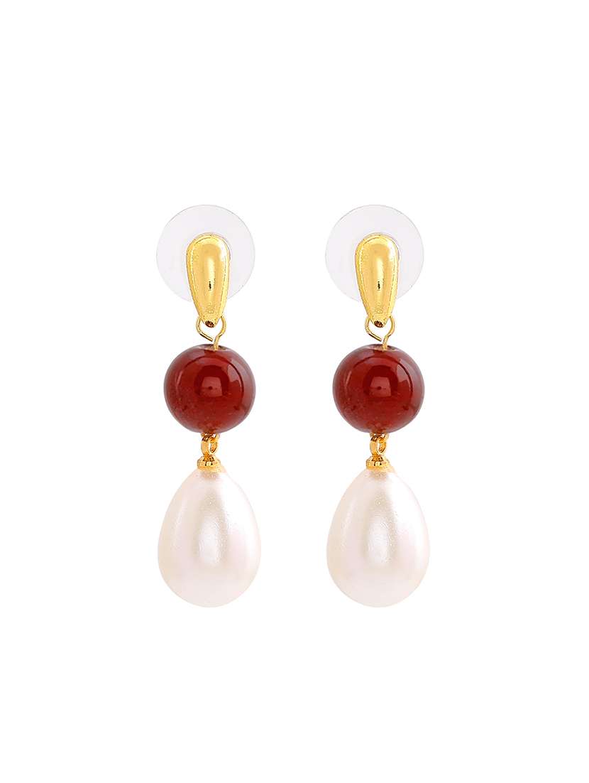 red metal drop earring - 17328011 - Standard Image - 2
