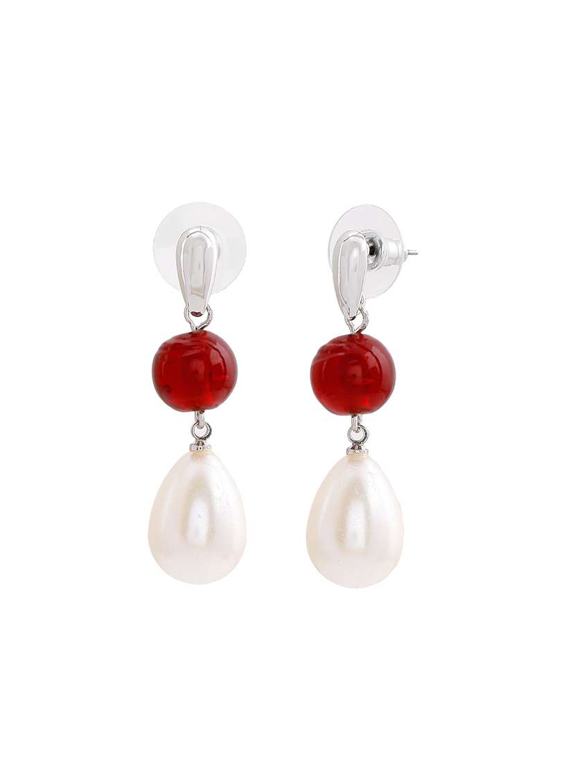 red metal drop earring - 17328012 - Standard Image - 2