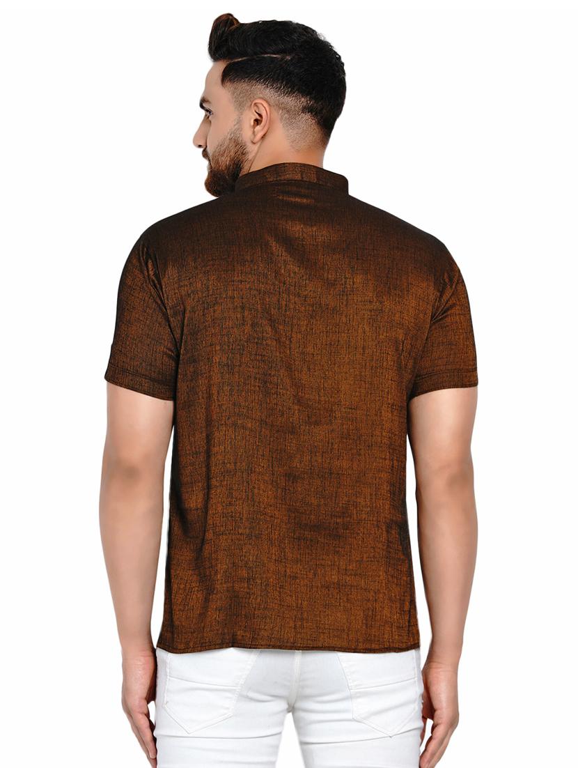 brown solid short kurta - 17332950 - Standard Image - 2