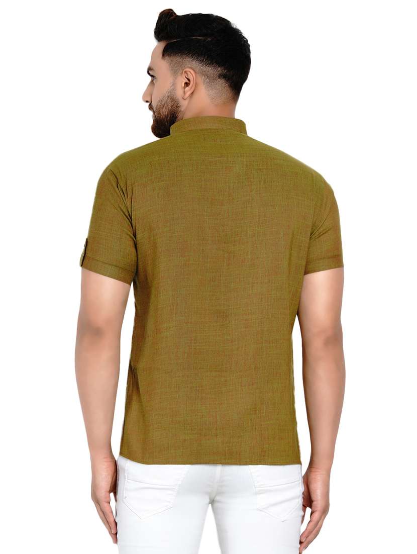 olive green solid short kurta - 17332952 -  Standard Image - 2