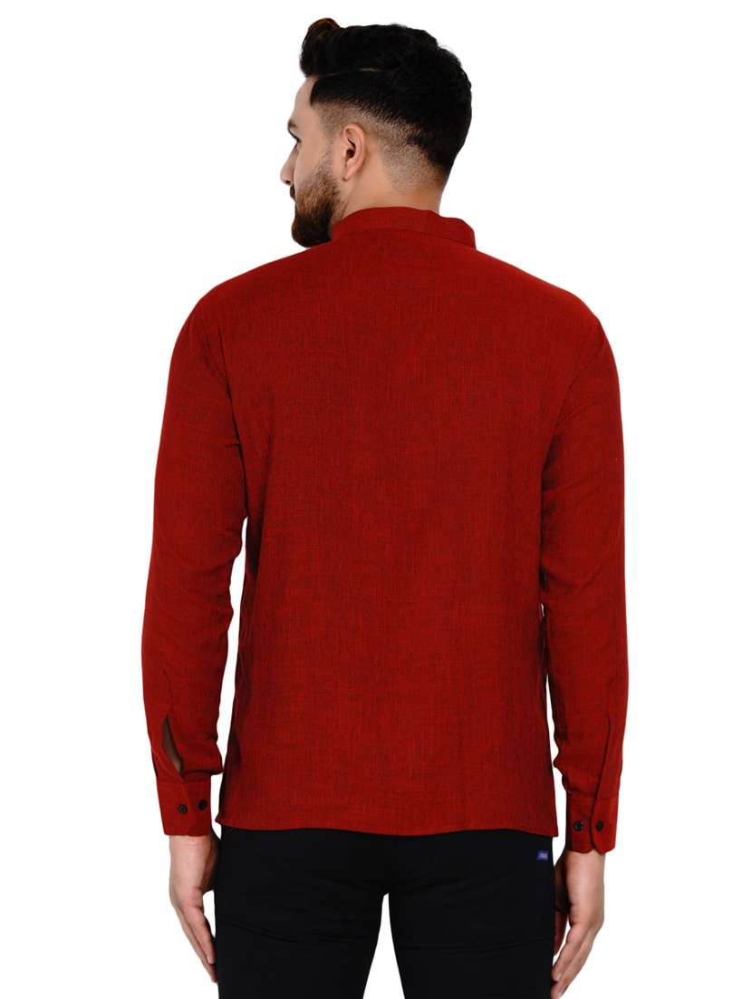 maroon solid short kurta - 17332961 - Standard Image - 2
