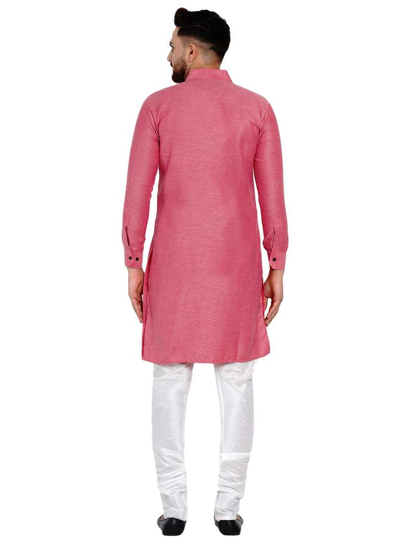 pink checkered long kurta - 17332964 -  Standard Image - 2