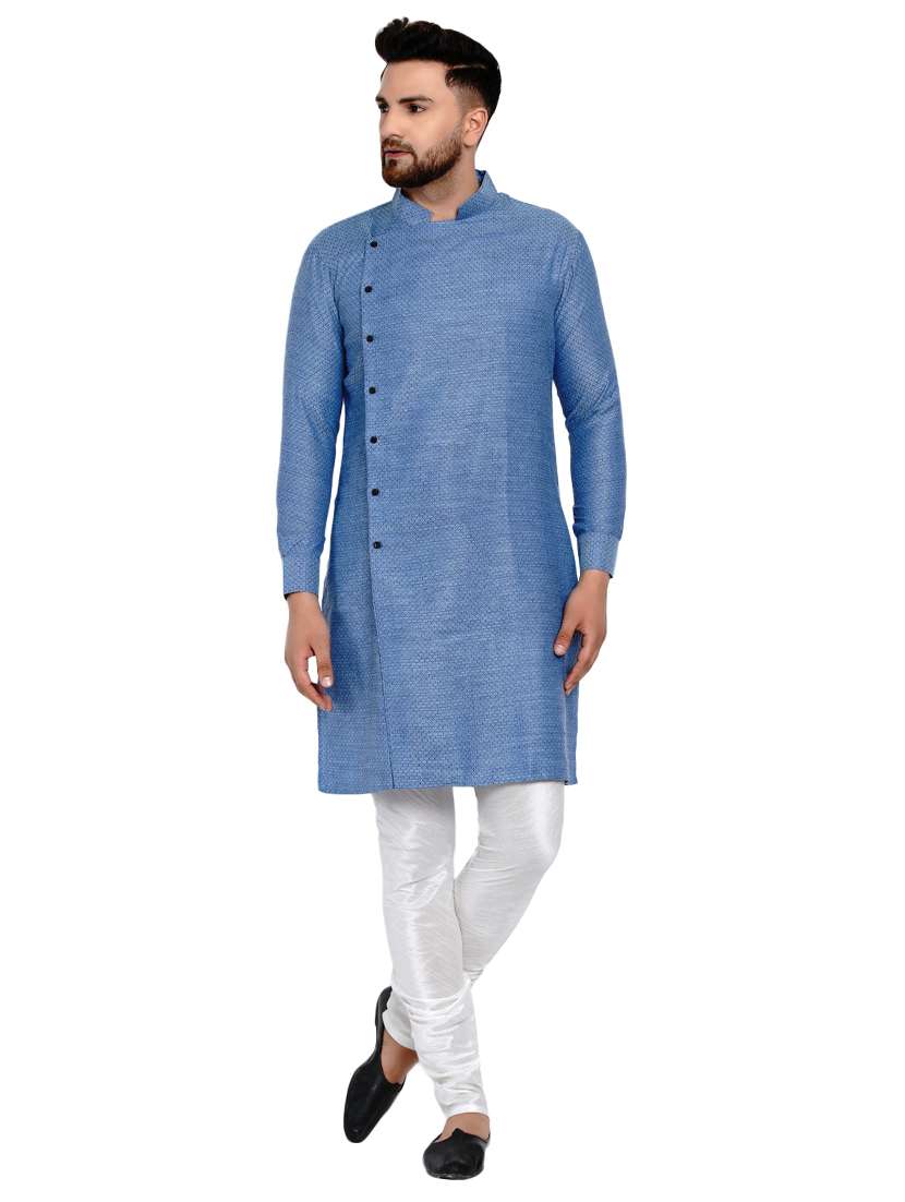 blue checkered long kurta