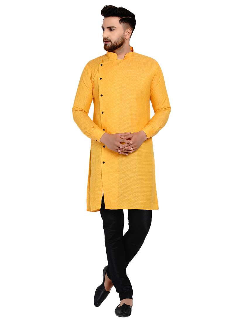 yellow solid long kurta