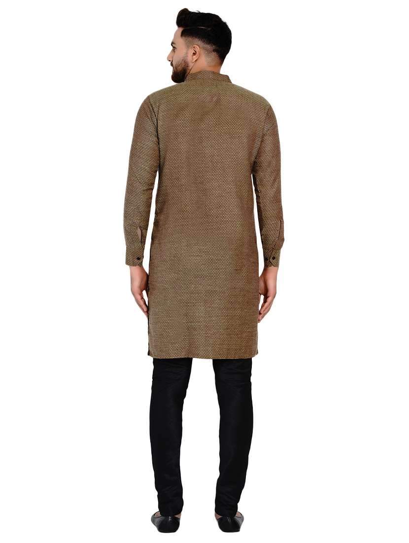 olive green self design long kurta - 17332967 -  Standard Image - 2