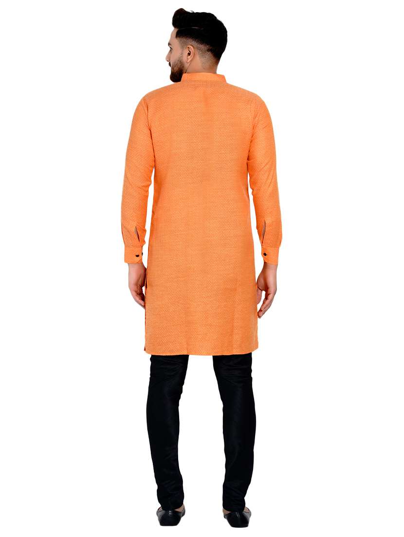 orange self design long kurta - 17332968 -  Standard Image - 2