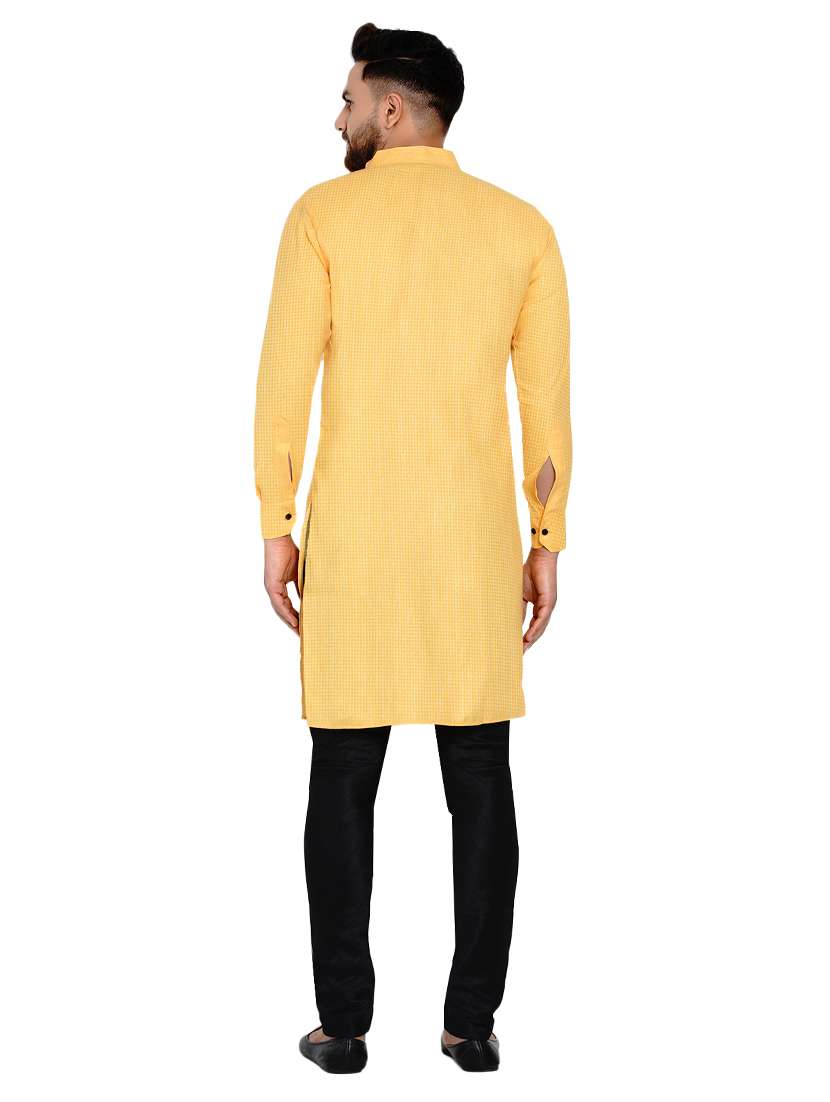 yellow self design long kurta - 17332971 -  Standard Image - 2