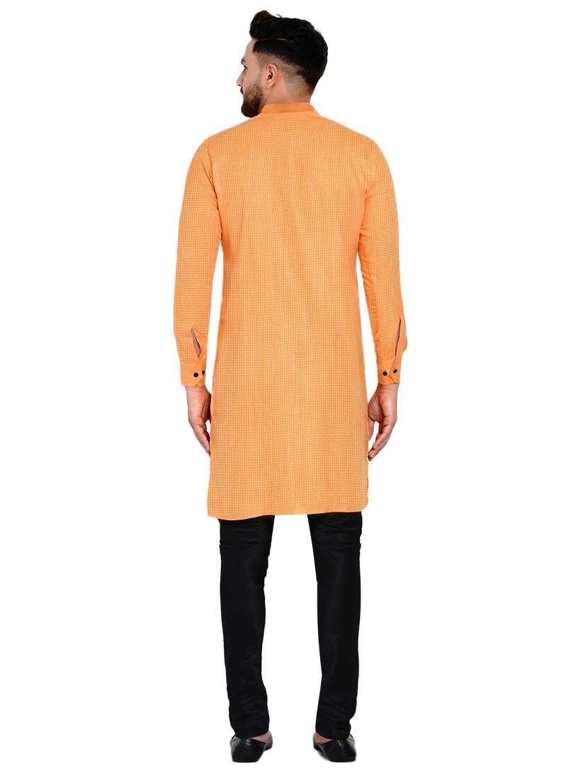orange self design long kurta - 17332972 -  Standard Image - 2