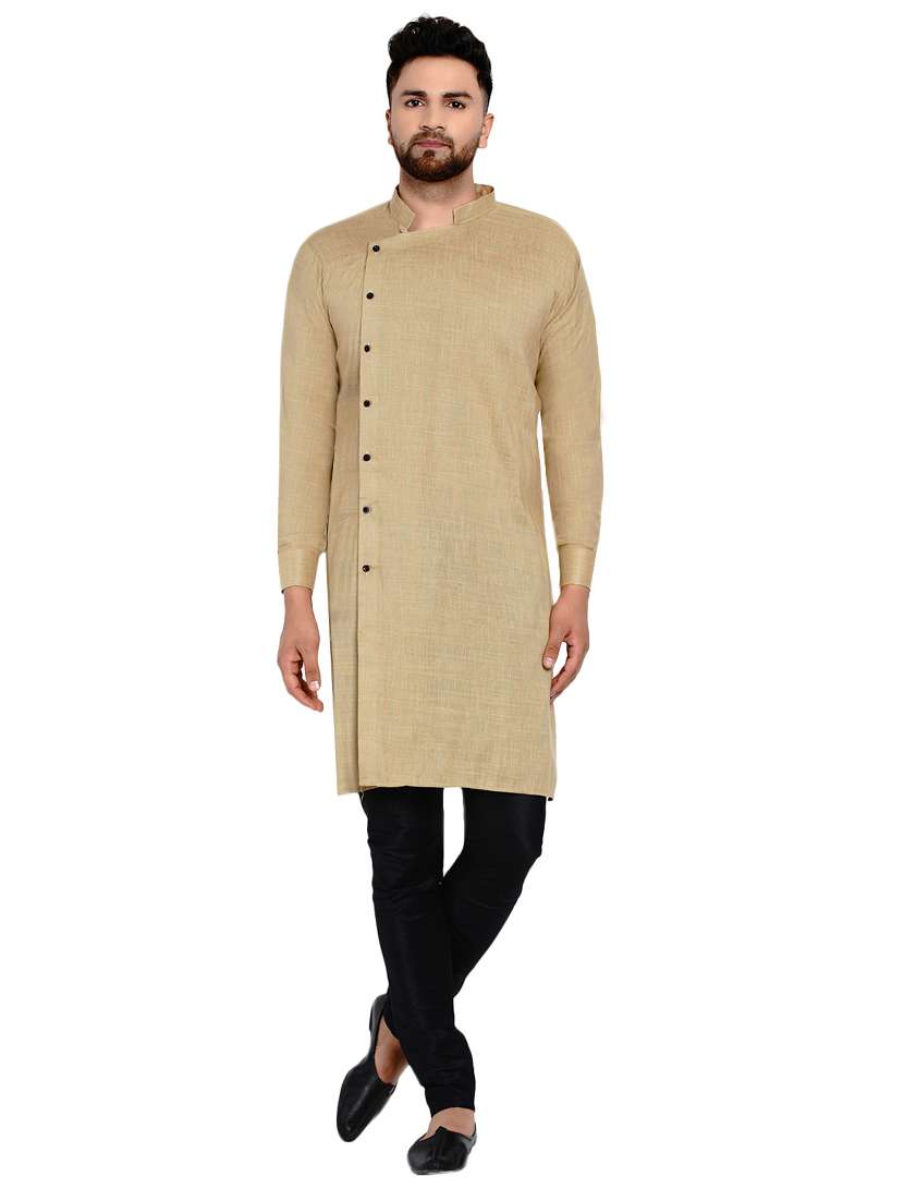 beige solid long kurta