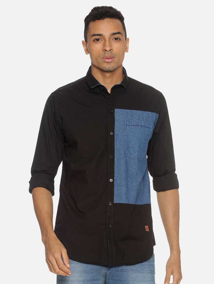 black color block casual shirt