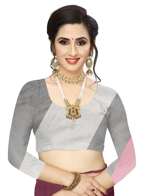 women's color block black colored saree with blouse - 17333053 - Standard Image - 2