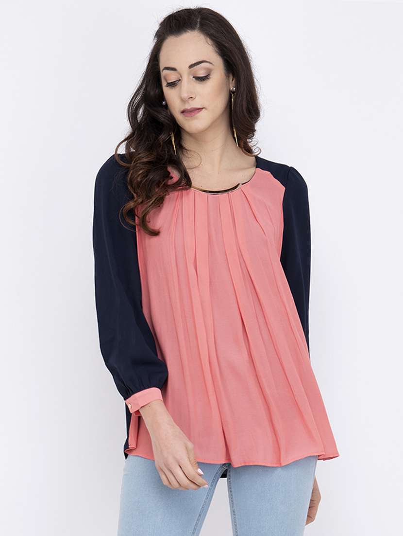 women's layered round neck top