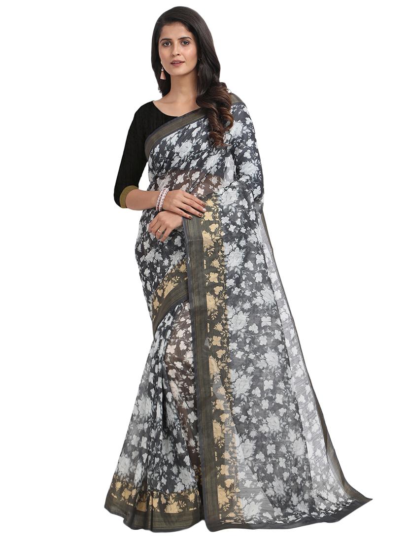 floral chanderi saree with blouse