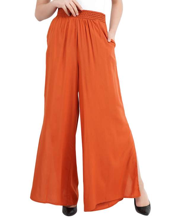 pocket detail side slit palazzo