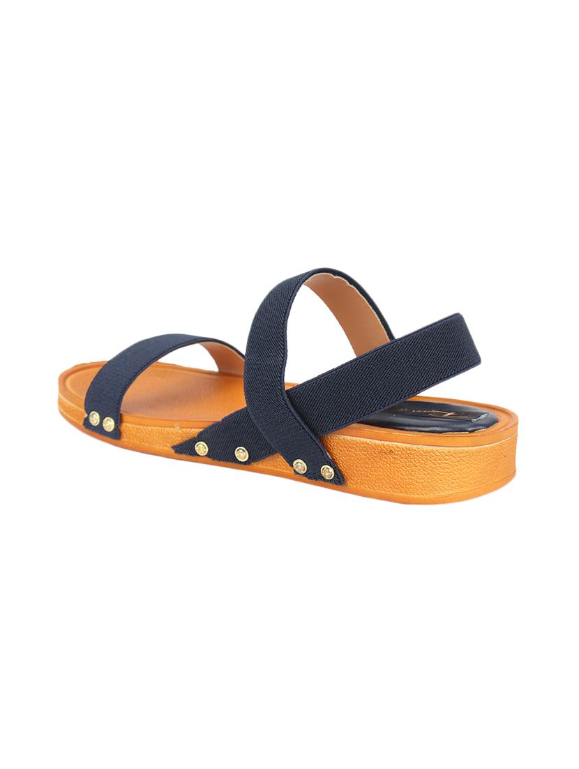 blue leatherette slip on sandals - 17334021 - Standard Image - 2
