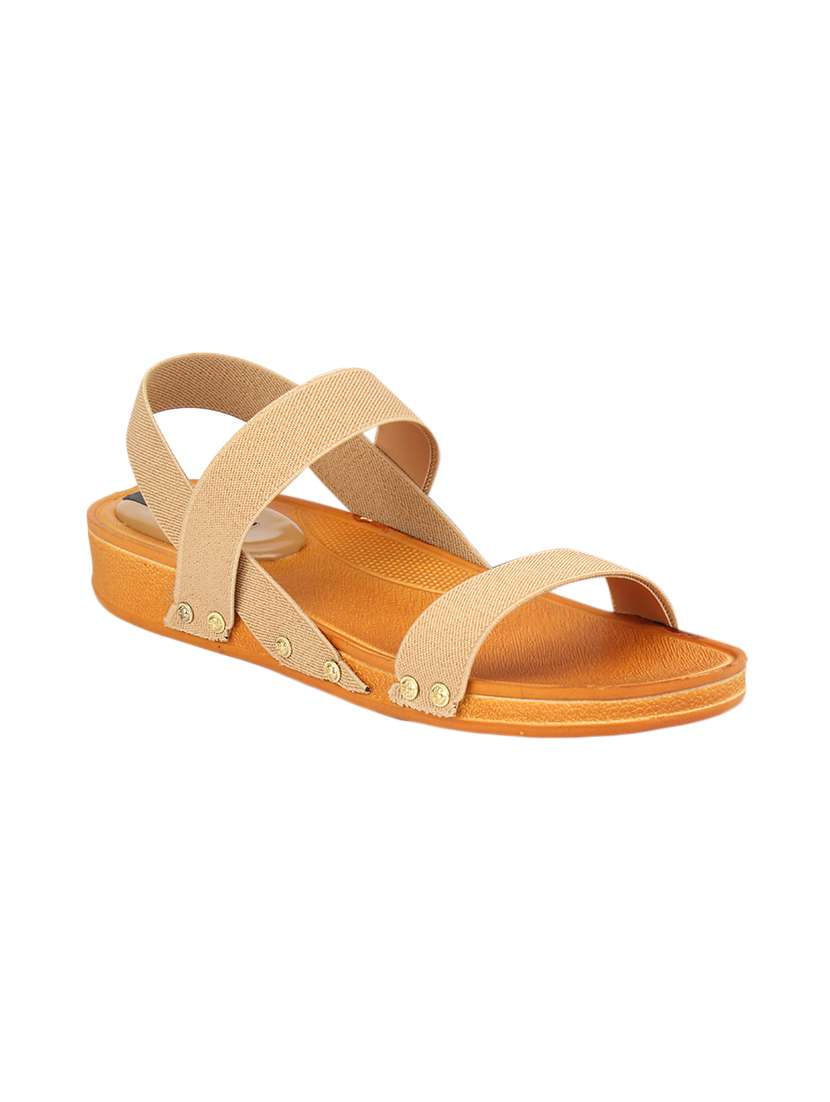 beige leatherette slip on sandals